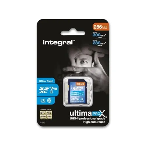 Integral 256GB UHS-II SD-Karte V90 Bis zu 300MB/s Lese- und 280MB/s Schreibgeschwindigkeit SDXC Professional High Speed Speicherkarte