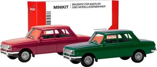 Herpa 013918-002 H0 PKW Modell Wartburg 353 '66, karminrot und atlantikgrün