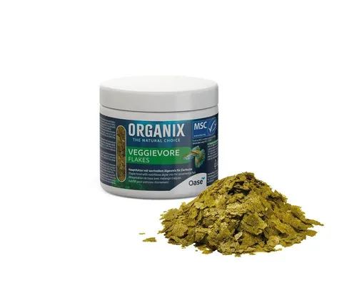 OASE Fisch-Futterspender Oase ORGANIX Veggievore Flakes MSC 250 ml- vegetarisches Aquariumfutte