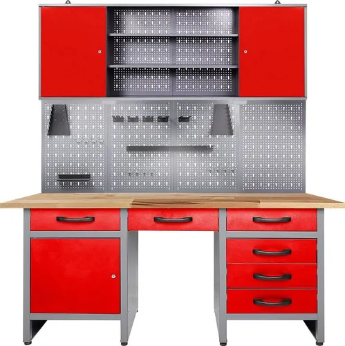 ONDIS24 Werkstatt-Set Harry mit LED Touch-Lampen - Werkstatt-Set mit 6 Schubladen und 3 Türen, inklusive LED-Beleuchtung und Hängeschrank – ideal für Hobbywerkstätten und maximale Belastbarkeit von 520 kg.