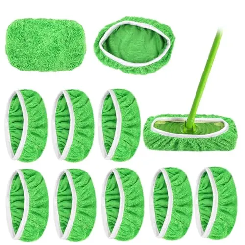 Stück Bodentücher für Swiffer, Mehrweg Flachmopptuch 25,4x11,5cm, Bodenwischer Nass für Swiffer Sweeper Dust Mop, Tuch Waschbar Wischmopp Bezug für die Reinigung von Hartböden, Holzböden, Mop Pads 8