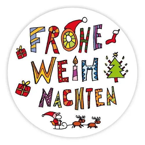 Weihnachtsaufkleber Weihnachtssticker Frohe Weihnachten Ø 30 mm 100 Stück Haftpapier