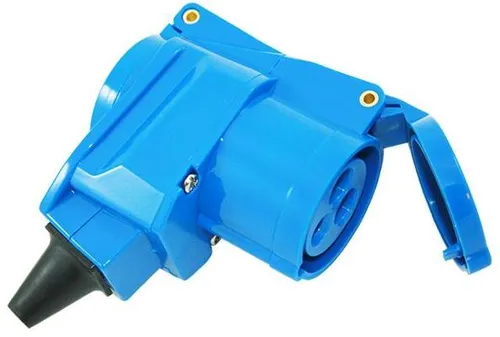 Haba CEE-Winkelkupplung 230V/16A, blau - CEE Stecker & Adapter, ideal für Caravan, Wohnmobile und Boote mit robuster Konstruktion für zuverlässige Stromversorgung.