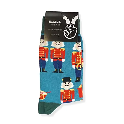 TwoSocks Nussknacker Figur Weihnachtssocken Damen und für Herren Weihnachtssocken Unisex One Size (Nussknacker)