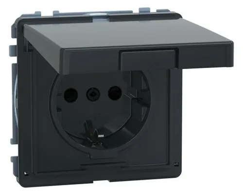 EL ME 23107214 - Aquadesign Steckdose mit Klappdeckel, anthrazit, sicherer Berührungsschutz und einfaches Nachrüsten von Zusatzmodulen
