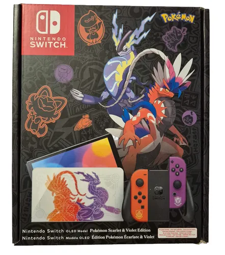 Nintendo Switch OLED HEG-001 Pokémon Karmesin & Purpur Edition - Konsolen, 64 GB Speicher, beeindruckendes OLED-Display für lebendige Farben und ein optimales Spielerlebnis.