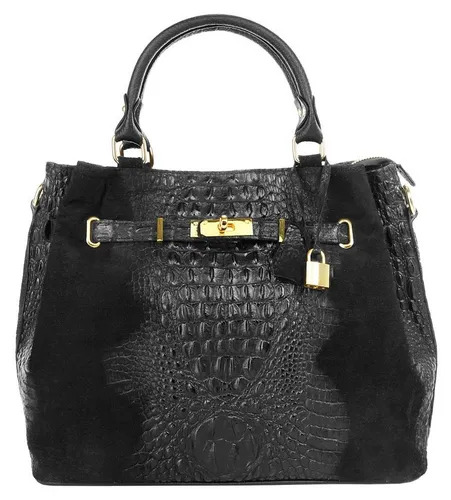 Cluty Henkeltasche aus echtem Leder, Made in Italy - Elegante Handtasche aus echtem Leder, Made in Italy, mit abnehmbarem Schulterriemen und praktischem Reißverschlussfach - ideal für stilbewusste Frauen.