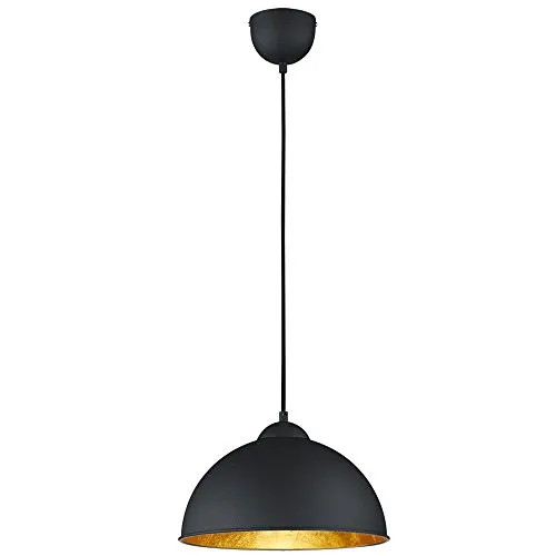 Reality Leuchten Pendelleuchte Jimmy, 1 x E27 - Elegante Hängeleuchte mit schwarzem Außen- und goldfarbenem Innenfinish. Ideal für stilvolle Akzente in jedem Raum, Durchmesser 31 cm, exklusive Leuchtmittel.