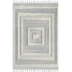 carpet city Kurzflor-Teppich, Grau, Blau, Creme, Textil, Orientalisch, Rechteckig, 160x230 cm, Oeko-Tex® Standard 100, für Fußbodenheizung geeignet, pflegeleicht, strapazierfähig, Teppiche & Böden, Teppiche, Moderne Teppiche