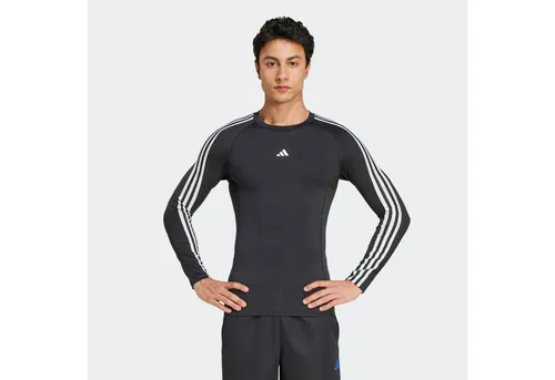 adidas Herren Techfit Compression Training 3-Stripes Longsleeve, Black, XL - Herren-Shirts mit AEROREADY TECHFIT für optimale Muskelkraft und Mesh-Belüftung im Rückenbereich, ideal für intensives Training.