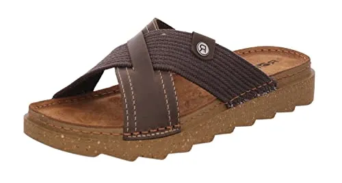Rohde Herren Pantolette Foggia-H 5976, Größe 42, Braun - Hochwertige Herren Pantolette aus Leder-Textil-Mix, mit weicher, gepolsterter Innensohle und flexibler Laufsohle – ideal für maximalen Tragekomfort.