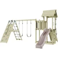 OutdoorToys Spielturm - Spieltürme aus Holz in Altrosa, ideal für Kinder ab 3 Jahren, fördert die Kreativität und Bewegungsfreude, sicher und stabil für stundenlangen Spielspaß.