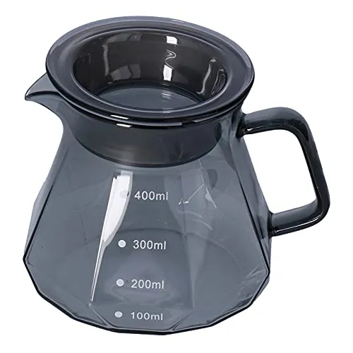 Kaffeekanne, 400ml Glas Kaffeekessel, Verdickte Transparent Topf mit Gummi Deckel, Hand Tropf Kaffeemaschine Kaffeekocher Teekanne Kaffee Topf Teekocher Wasserkocher für Kaffeemaschine