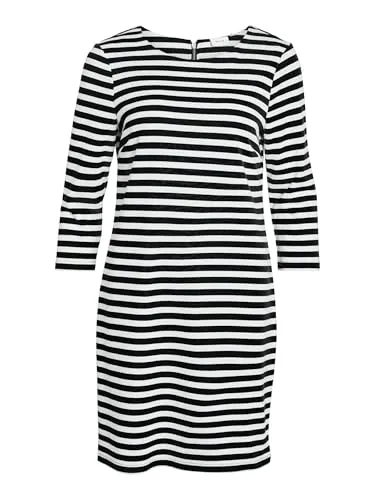 Vila VININNY 3/4 O-Neck Dress - NOOS - Freizeitkleid für Damen mit Rundhalsausschnitt und Reißverschluss, ideal für einen eleganten Look im Alltag dank weichem Griff und 3/4 Ärmeln.