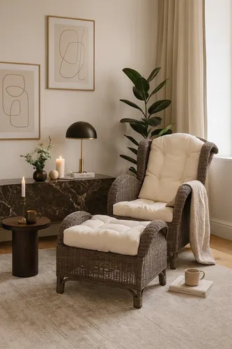 Rattansessel mit Fusshocker Hajo von möbel direkt online