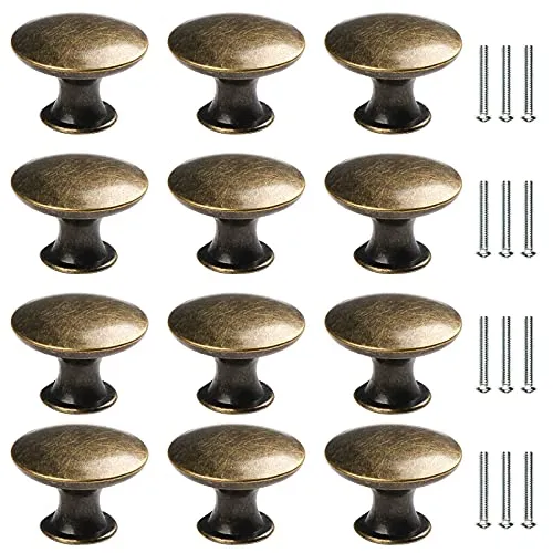 HonGien Möbelknöpfe Messing Vintage Schrankknöpfe Schubladenknöpfe Möbelgriffe Durchmesser 30mm Knauf für Schrank Kleiderschrank Schublade (12)