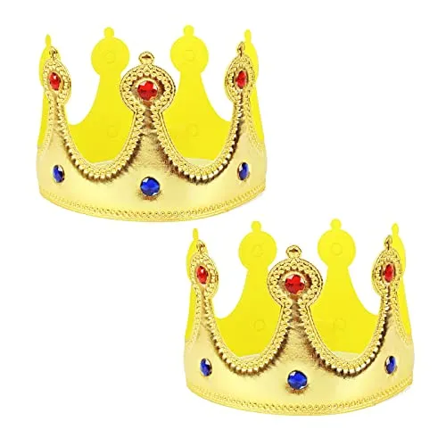MIVAIUN 2 Stück Königskronen erwachsenes Kind Geburtstag Hüte Handgefertigte Königskrone König und Königin Kronen Prinzessin Tiara Fancy Dress Birthday Party Kostüm Zubehör Dekoration Requisiten(Gold)