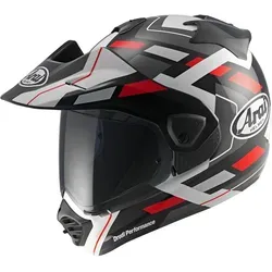 Arai TOUR-X5 Match Enduro Helm, schwarz-weiss-rot, Größe S - Motorradhelm mit Super Fiber Schale für optimale Sicherheit, hypoallergenem Innenfutter und abnehmbarem Schirm – perfekt für Enduro-Fahrer.