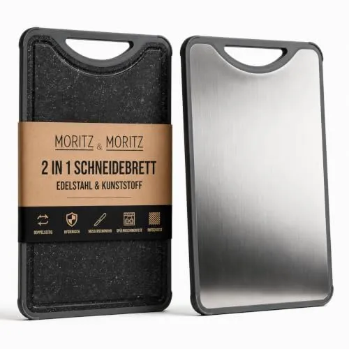 Moritz & Moritz Doppelseitiges Schneidebrett Edelstahl & Kunststoff 40x26cm