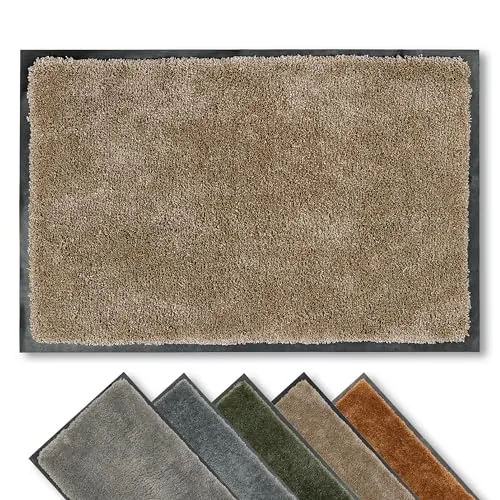 Astra Fussmatte innen rutschfest - nachhaltige Schmutzfangmatte weich - Läufer Flur waschbar per Hand - Türmatte pflegeleicht - Fußmatte beige 40x60 cm