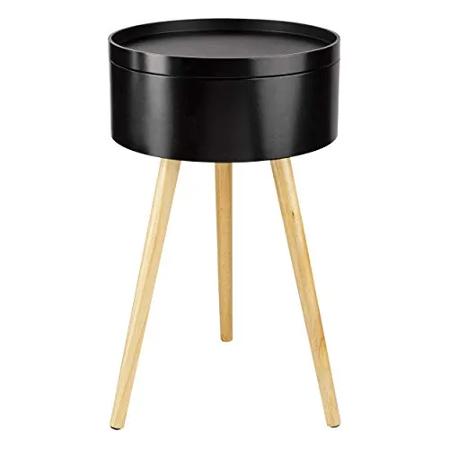 ONVAYA® Beistelltisch Sofia aus Holz | Ø 38 cm | Modernes skandinavisches Design - Beistelltisch aus Kiefernholz mit abnehmbarem Deckel für praktischen Stauraum. Ideal als Sofatisch oder Nachttisch, bietet er moderne Ästhetik und Funktionalität.