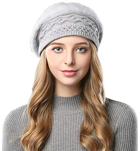 Alleza Barett Mütze Damen Baskenmütze Winter Strick Barett Wollmütze gefüttert mit Teddyfleece warm