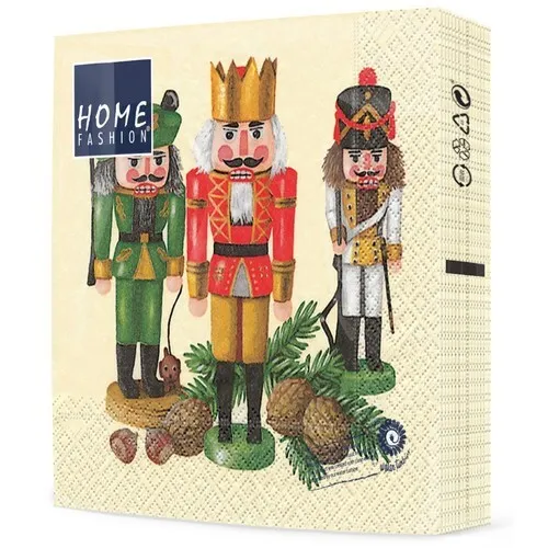 Servietten Nußknackertrio Erzgebirge Weihnachtsland Handwerk creme 33x33cm 20