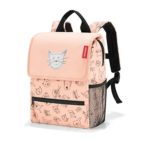 reisenthel Backpack Kids Rucksack Cats and Dogs Rose (3064) - Schulranzen für kleine Abenteurer! Mit ergonomischen, gepolsterten Gurten und einem praktischen Trinkflaschenfach außen. Wasserabweisendes Material und Sicherheitsreflektor für sorgenfreies Spielen.