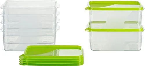 MiraHome Gefrierdosen 6x1,3L rechteckig grün – Vorratsdosen mit Deckel luftdicht – Transparente Frischhaltedosen mit Deckel – Aufbewahrungsbox Küche für Mealprep & Organisation – Austrian Quality