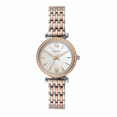 Fossil Damenuhr Carlie Mini ES4649 - Elegante Armbanduhr für Damen mit 28mm Edelstahlgehäuse und Quarzwerk, wasserfest bis 30m – der perfekte Begleiter für jeden Anlass.