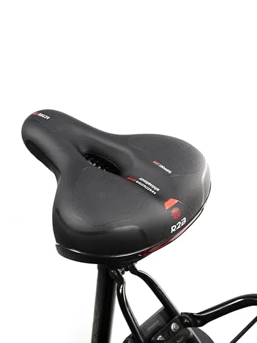 R2B Gel-Fahrradsattel Herren und Damen – Ergonomischer Fahrradsattel MTB mit wasserdichtem Sattelüberzug – Gelsattel Fahrrad Reflektierend, atmungsaktiv, schwarz