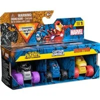 Monster Jam Marvel - Mini-Truck 3er-Set mit Black Panther, Captain America, Iron Man