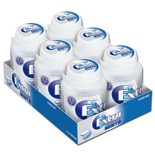 Extra Professional Mint Zuckerfreie Lutschpastillen - Multipack mit 6 x 70 Stück - Kaugummis mit Minzgeschmack, zuckerfrei und ideal für frischen Atem. Reduziert Säure nach dem Essen und schützt den Mund zwischen den Mahlzeiten.