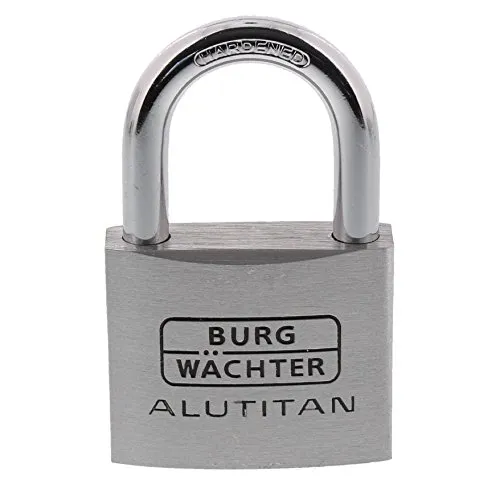 Burg-Wächter Vorhängeschloss Aluminium, 8 mm Bügelstärke, 50 mm Bügelhöhe, 2 Schlüssel inkl., Alutitan 770 50 SB
