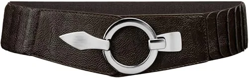 Caspar GU300 Damen Stretch Taillengürtel - Dunkelbraun, Größe 78 - Damen-Gürtel mit 6 cm breitem Gummizug, kaschiert Problemzonen und betont die Silhouette. Ideal für Kleider, Jumpsuits und Longtops.