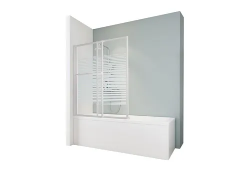 Schulte Badewannenfaltwand Komfort, 2-tlg. ausziehbar, 70-118x140 cm - Badewannenfaltwand aus 3 mm Sicherheitsglas mit elegantem Streifen Design, beidseitig montierbar und inkl. Handtuchhalter - die perfekte Lösung für Ihr Badezimmer.