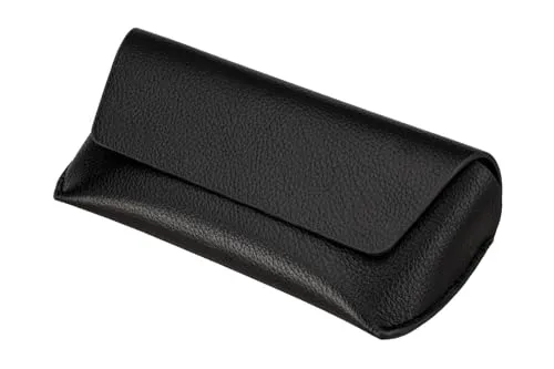 styleBREAKER Brillenetui Hardcase für Sonnenbrille & Lesebrille | Leder Optik Vegan | Stoßfestes Etui mit Nasensteg-Stütze & Mikrofaser-Putztuch 15x12cm | Display Reinigung, Farbe:Schwarz