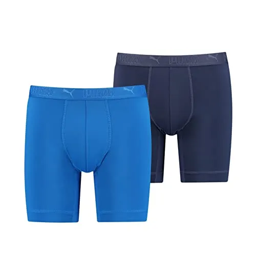 PUMA Herren Unterhose SPORT MICROFIBER LONG BOXER 2P - Unterhosen aus Recyclingmaterialien, geruchshemmend und mit Feuchtigkeitstransport für optimalen Tragekomfort beim Sport.