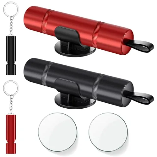 Zikenis 2 Stück Auto Sicherheitshammer,Multifunktional Gurtschneider Notfallhammer,2 In 1 Gurtschneider Notfallhammer,Glasbrecher Auto Essentials,Notfallhammer fürs Auto,Bus(Schwarz + Rot)