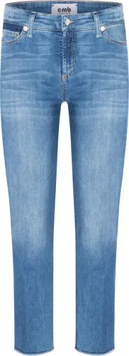 Cambio 5-Pocket-Jeans in Glam Used mit Fransen in blau von Cambio