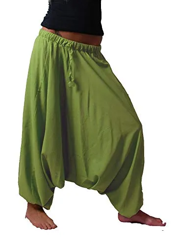 Kunst und Magie Orientalische Haremshose in Grün – One Size - Bequeme Aladinhose im Loose Fit Design aus 100% Baumwolle. Ideal für Freizeit, Yoga oder entspannte Tage. Der flexible Taillenbund sorgt für optimalen Sitz und Bewegungsfreiheit.