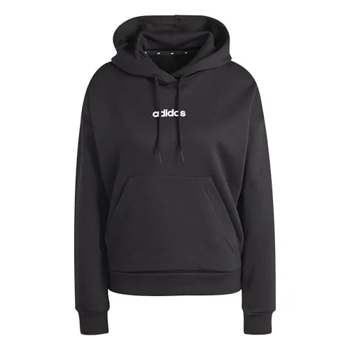 adidas Damen Essentials LINEAR Fleece Hoodie, Schwarz/Weiß, XS - Sweatshirt für Damen mit regulärem Schnitt, aus 70 % recycelten Materialien, ideal für nachhaltige Mode und Komfort.
