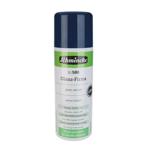 Schmincke Acrylfarbe Glanz-Firnis 300ml - Hochwertiger AEROSPRAY für Kunst - Ideal für Aquarellmalerei und kreative Projekte. Schützender Glanz-Firnis für Papier, Pappe, Leinwand und Holz. Hochwertige Qualität aus Deutschland.
