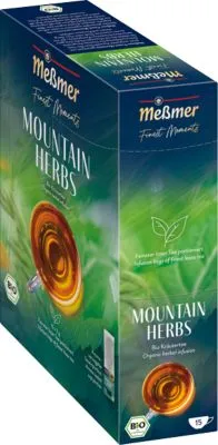 Messmer Finest Mount Herbs Kräutertee, 15 Teebeutel - Bio-zertifizierter Kräutertee für entspannende Momente, 15 Teebeutel pro Packung, ideal für Teeliebhaber und gesundheitsbewusste Genießer.