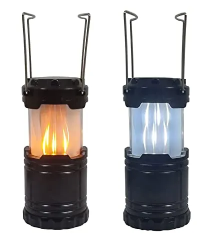 Fachhandel Plus LED Laterne mit realistischem Flammenspiel 2 in1 mit Flammeneffekt Campinglampe mit Henkel