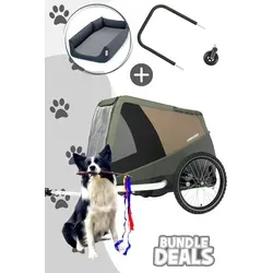 Croozer Dog Mikke Fahrradhundeanhänger mit Hundebett und Buggy Set - Der Croozer Dog Mikke ist ein vielseitiger Fahrradhundeanhänger für Hunde bis 45 kg. Mit seinem bequemen Hundebett und robusten Sicherheitsmerkmalen bietet er perfekten Komfort und Schutz für unvergessliche Abenteuer.