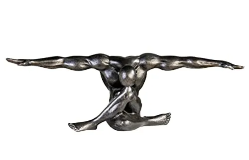 Casablanca - Design Deko Skulptur Cliffhanger aus Kunstharz, 20 cm - Statuen - Hochwertige Kunstharz-Skulptur in antik-Silber, vielseitig einsetzbar und ideal für jeden Einrichtungsstil. Ein perfektes Geschenk für besondere Anlässe!