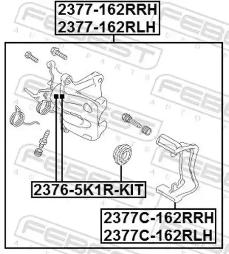 Febest Bremssattelhaltersatz 2377C-162RRH - Autoteile, hochwertiger Bremssattelhaltersatz für optimale Bremsleistung und Sicherheit beim Fahren.