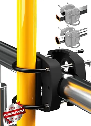 Menz Sonnenschirmhalter Balkongeländer - Solide Schirmhalterung Balkongeländer als kompakter Sonnenschirmständer Balkon, flexibel montierbare Sonnenschirm Halterung Balkon in Schwarz