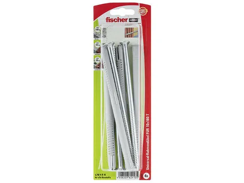 Fischer Deutschland Universal-Rahmendübel FUR 10x160 T K - 4 Stück Langschaftdübel, ideal für zuverlässige Befestigungen in verschiedenen Materialien